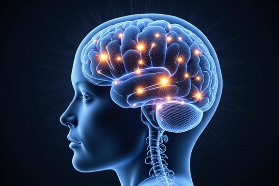 Cervello stilizzato con connessioni luminose